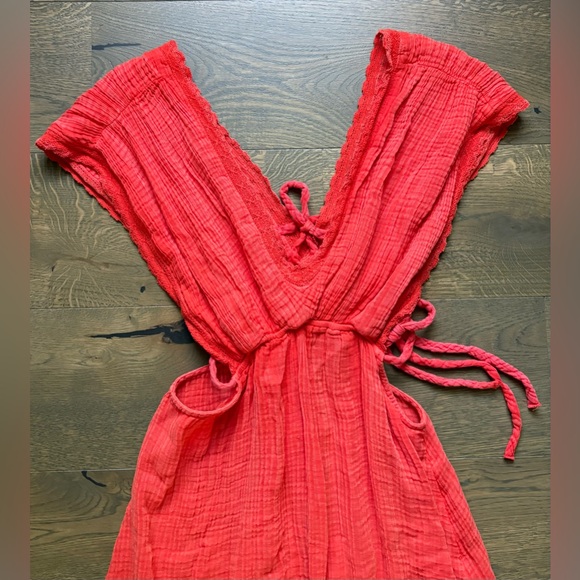 New Anthropologie The Silvana High-Low Cover-Up Dress In Rouge/Orange Size XSP - Picture 8 of 15